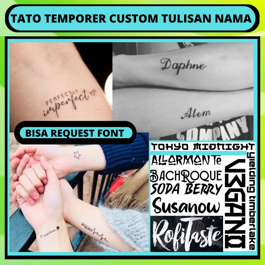 Jual Tato Temporer Tulisan Nama Tatto Temporary Custom Nama Tatoo