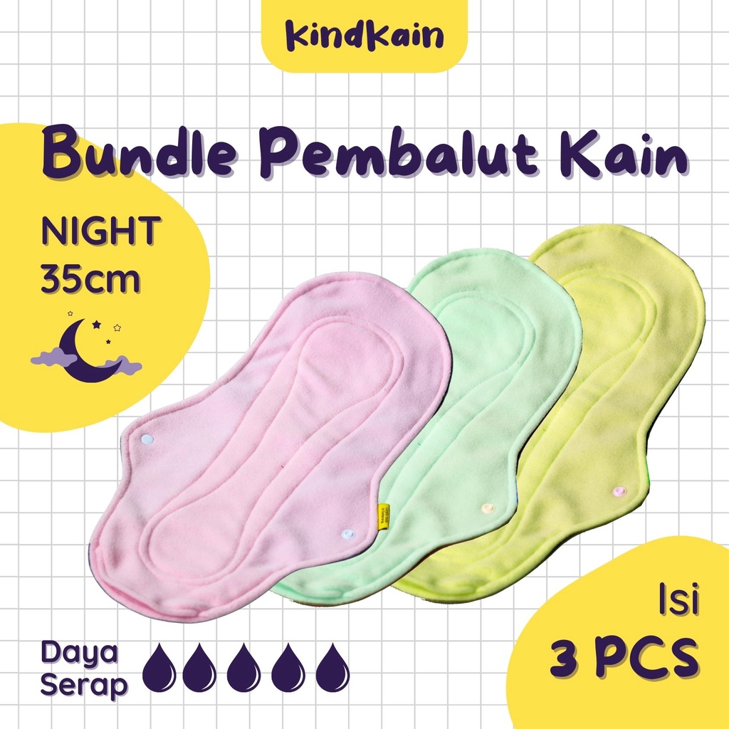 Jual KindKain Paket Hemat Bundle Isi 3pcs Pembalut Kain Cuci Pakai