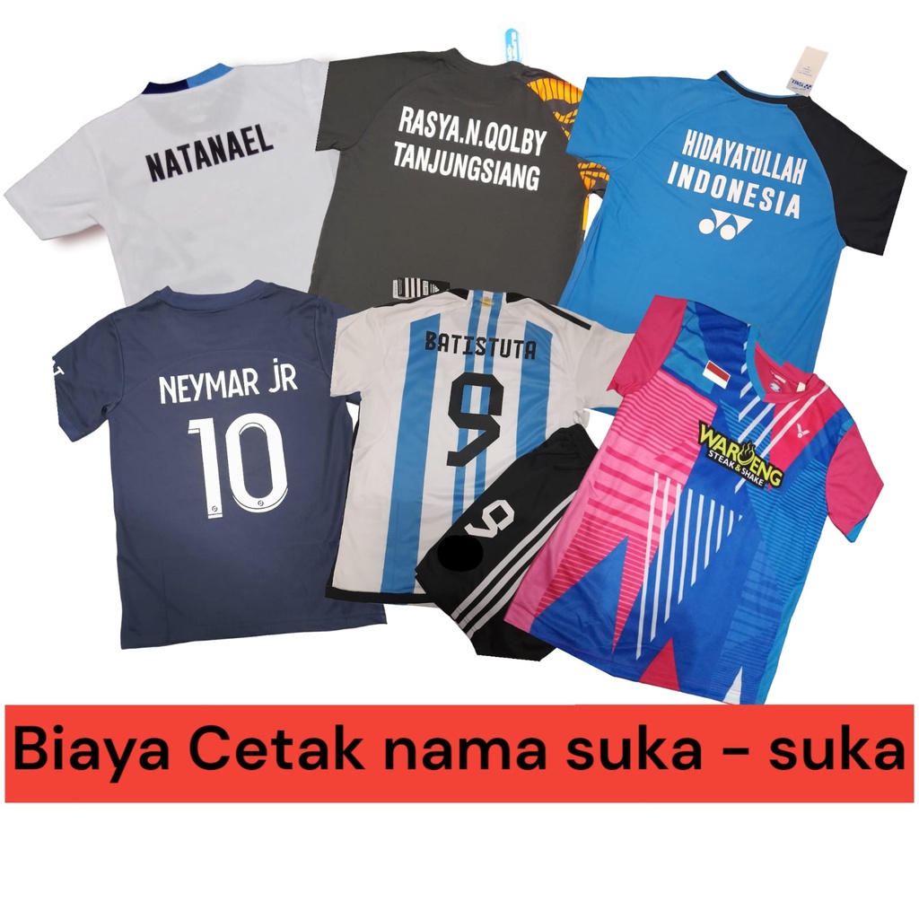 Jual Biaya Pasang Nama Custom Biaya Cetak Custom Nameset Kaos