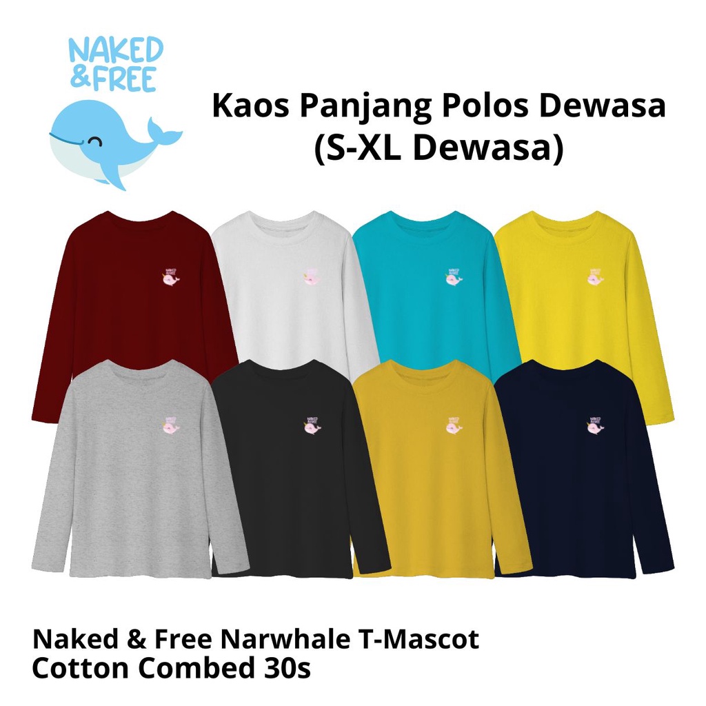 Jual Naked Free Kaos Basic Lengan Panjang Dewasa Pria Dan Wanita