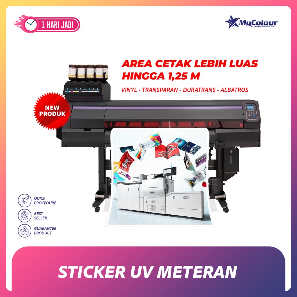 Jual Cetak Sticker UV Meteran Vinyl Transparan Duratrans