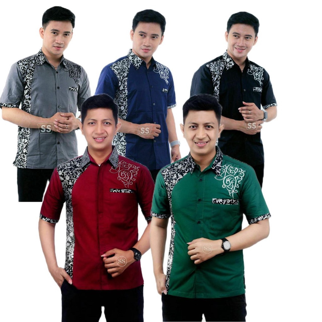 Jual Baju Koko Bordir Batik Lengan Pendek Busana Muslim Modern Shopee