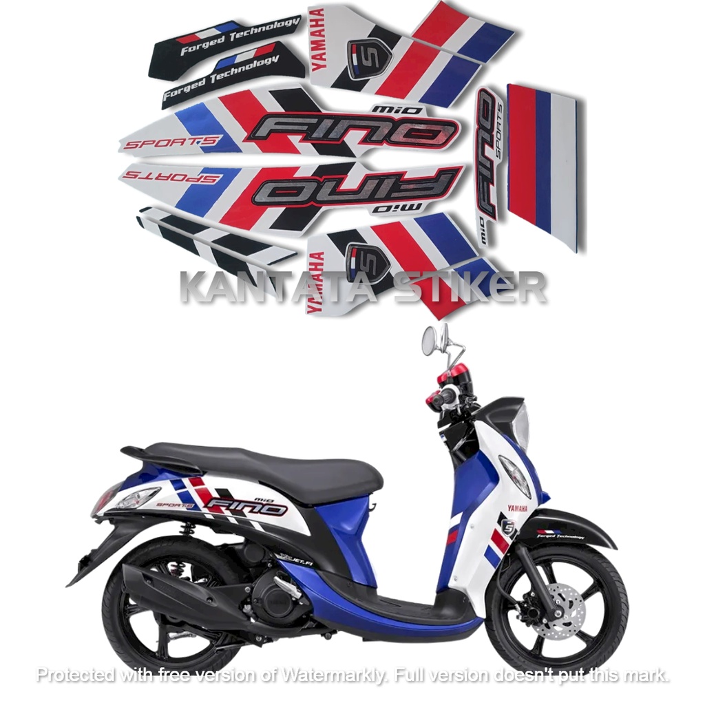 Jual STIKER STRIPING LIS LES BODY MOTOR YAMAHA FINO SPORTY 2014 BIRU