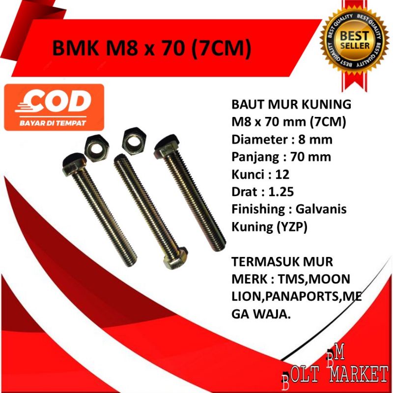 Jual Baut Mur Hex Kuning M X Mm Bmk Hex Kunci Glavanis