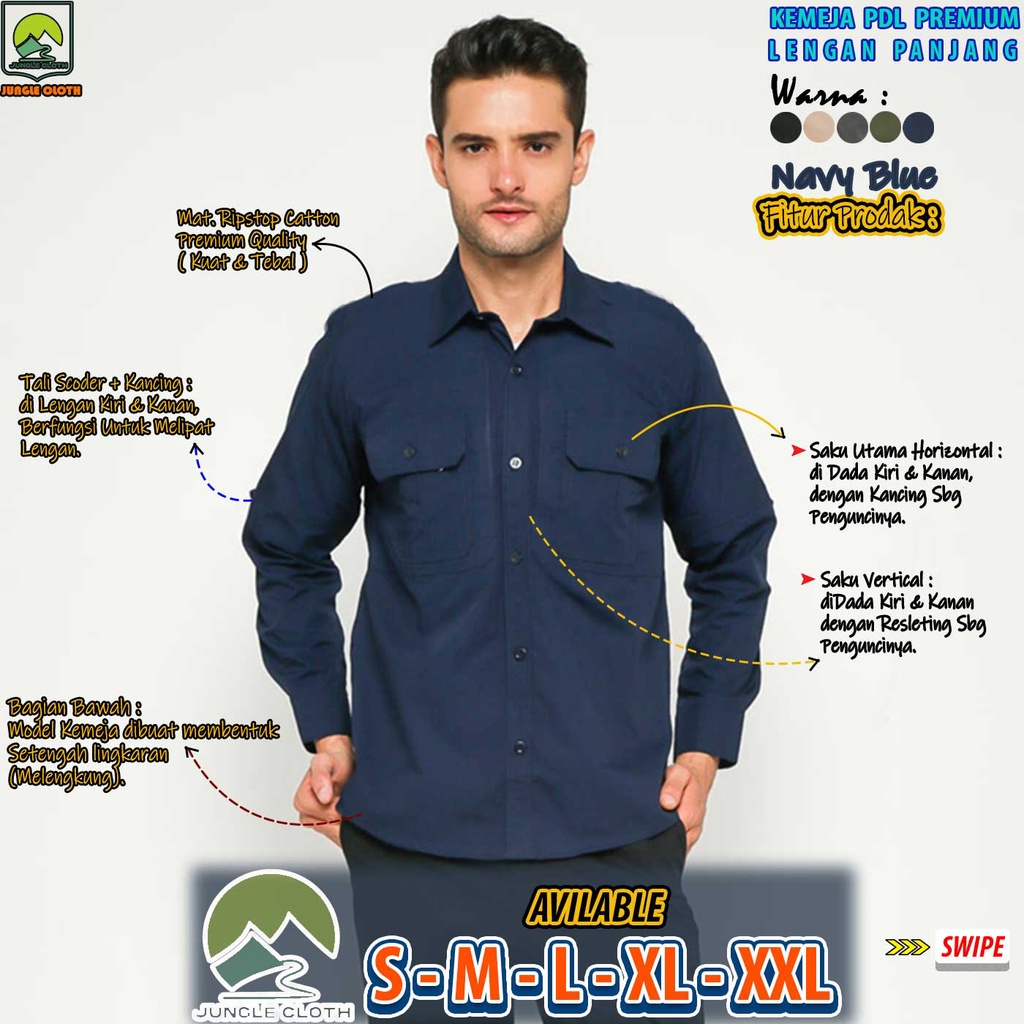 Jual Kemeja Pdl Lapangan Premium Warna Navy Blue Kemeja Dinas