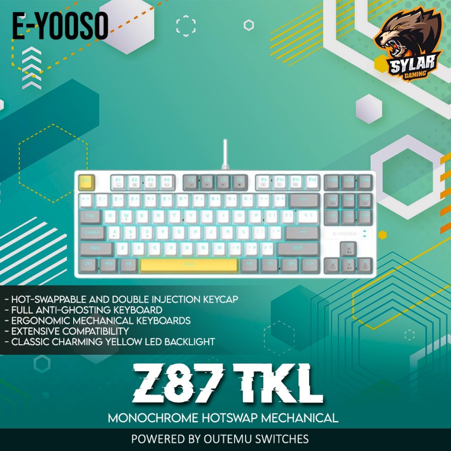 Jual E YOOSO Z87 Z 87 TKL Monochrome Hotswap Mechanical Gaming