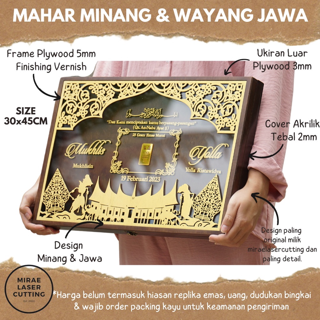 Jual Bingkai Mahar Pernikahan Minang Mix Budaya Lain Mahar Lasercut