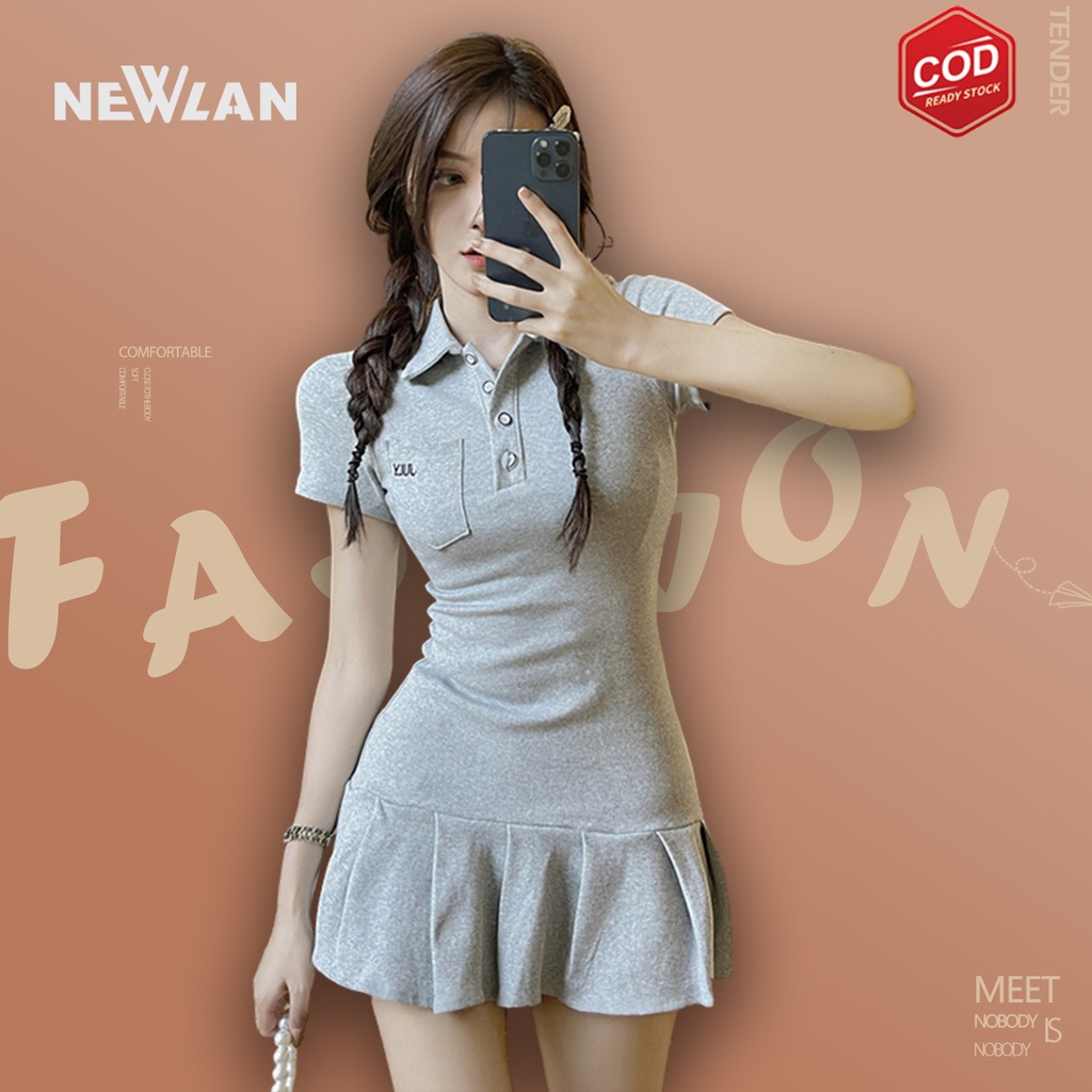 Jual Newlan Qz Korean Bodycon Mini Bodycorn Dress Wanita Lengan