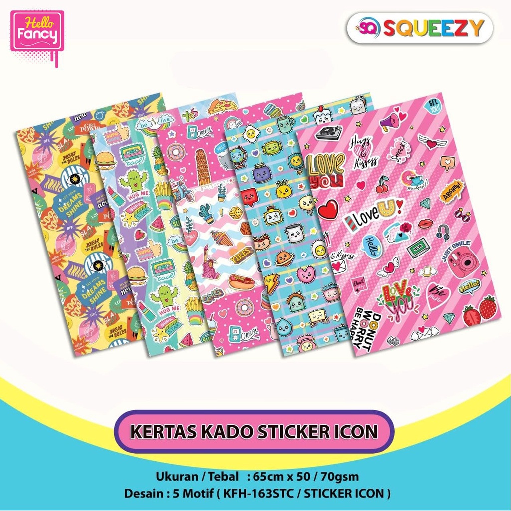 Jual Kertas Kado Squeezy Lembar Tema Bungkus Kado Tema Gift