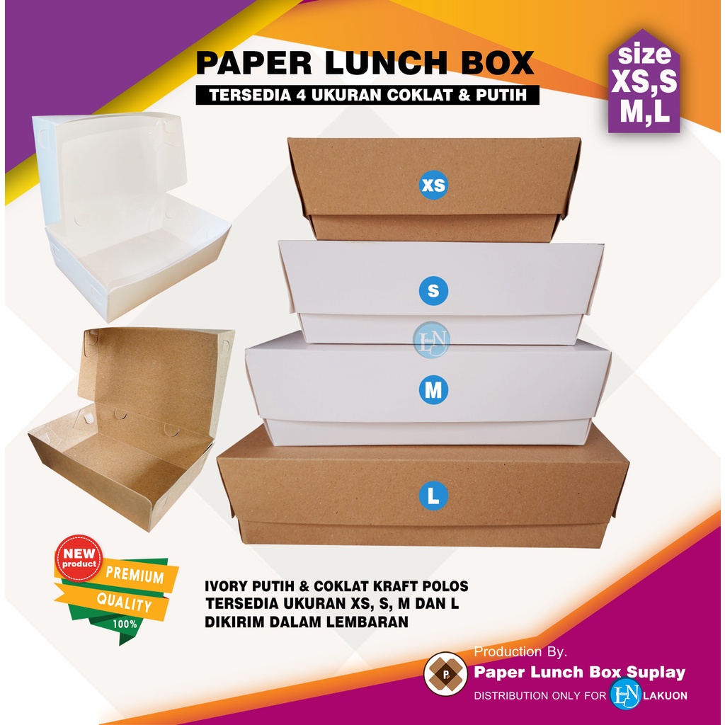 Jual PAPER LUNCH BOX CRAFT BROWN POLOS 290 GR KEMASAN MAKANAN PAPER