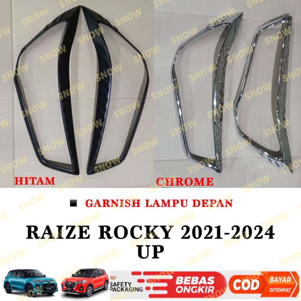 Jual Garnish Lampu Depan Mobil Raize Rocky 2021 2023 2024 Up Hitam