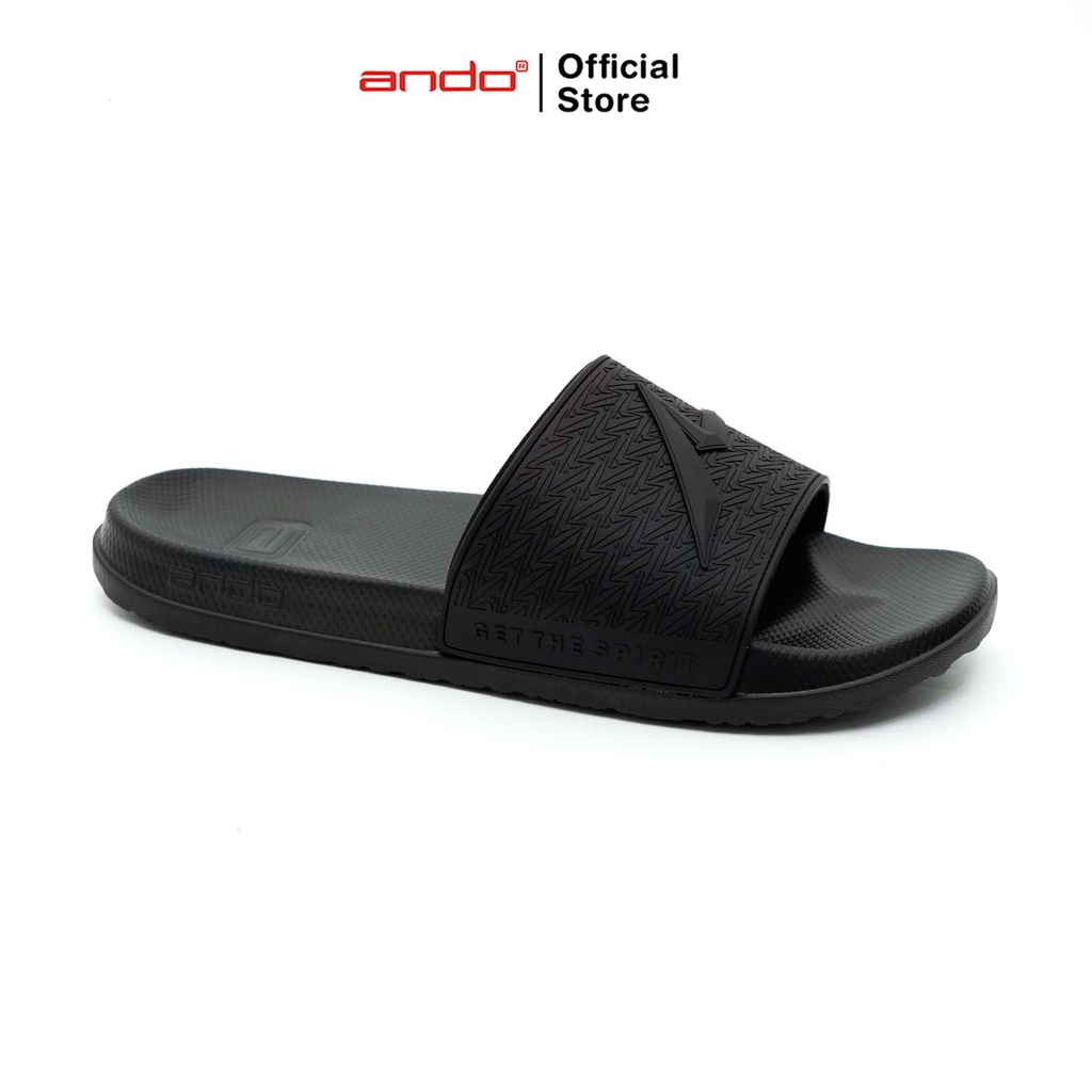 Jual Ando Official Sandal Selop Slip On Joss Pria Dewasa Hitam Hitam