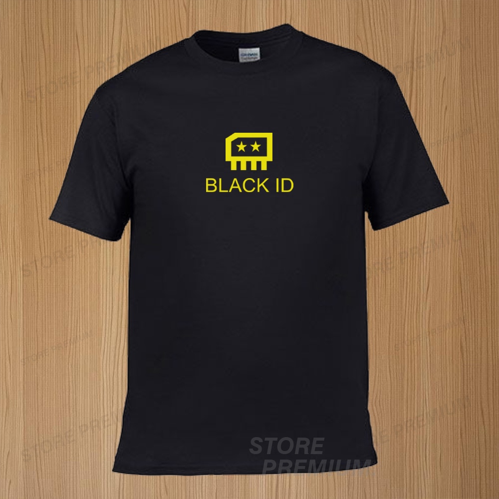 Jual Cod Baju Kaos Distro Black Id Text Kuning Premium Quality Baju Kos