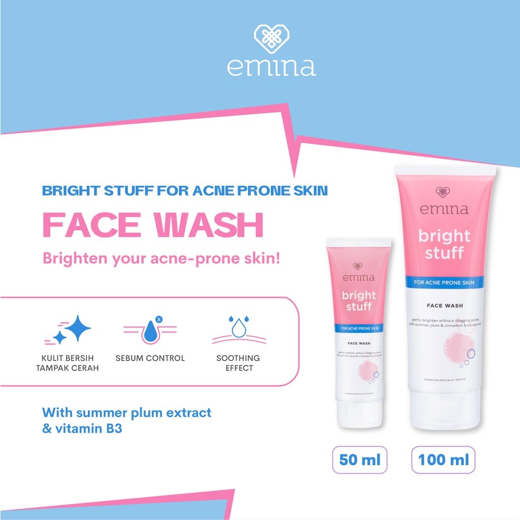 Jual Emina Bright Stuff Face Wash FOR ACNE PRONE SKIN Shopee Indonesia