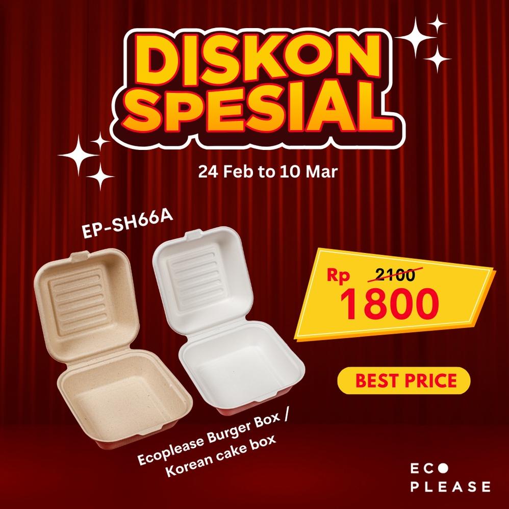 Jual Terbaru Bagasse Box Bento Cake Burger Box Korean Lunch Box Pcs