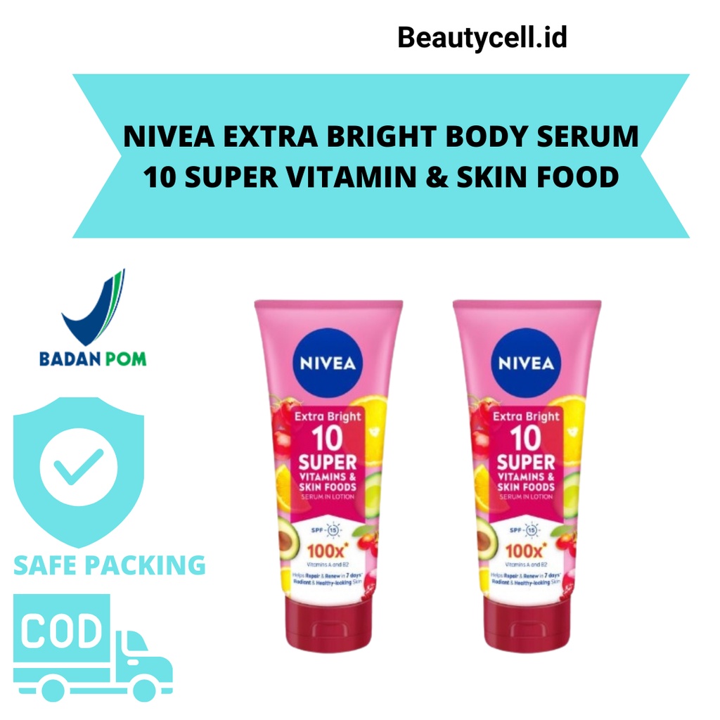 Jual NIVEA EXTRA BRIGHT BODY SERUM 10 SUPER VITAMIN SKIN FOOD 180ML