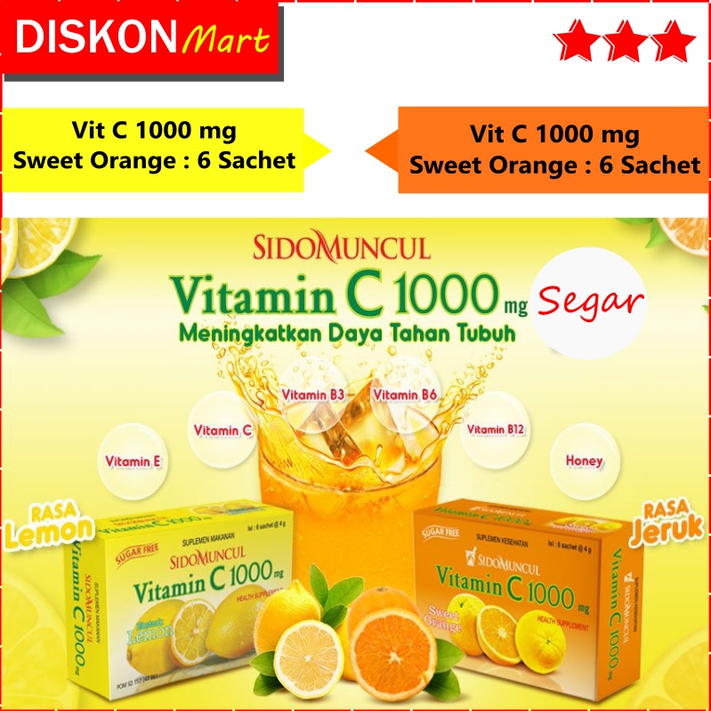 Jual VITAMIN C 1000 MG SIDOMUNCUL 12 SACHET MIX RASA LEMON SWEET