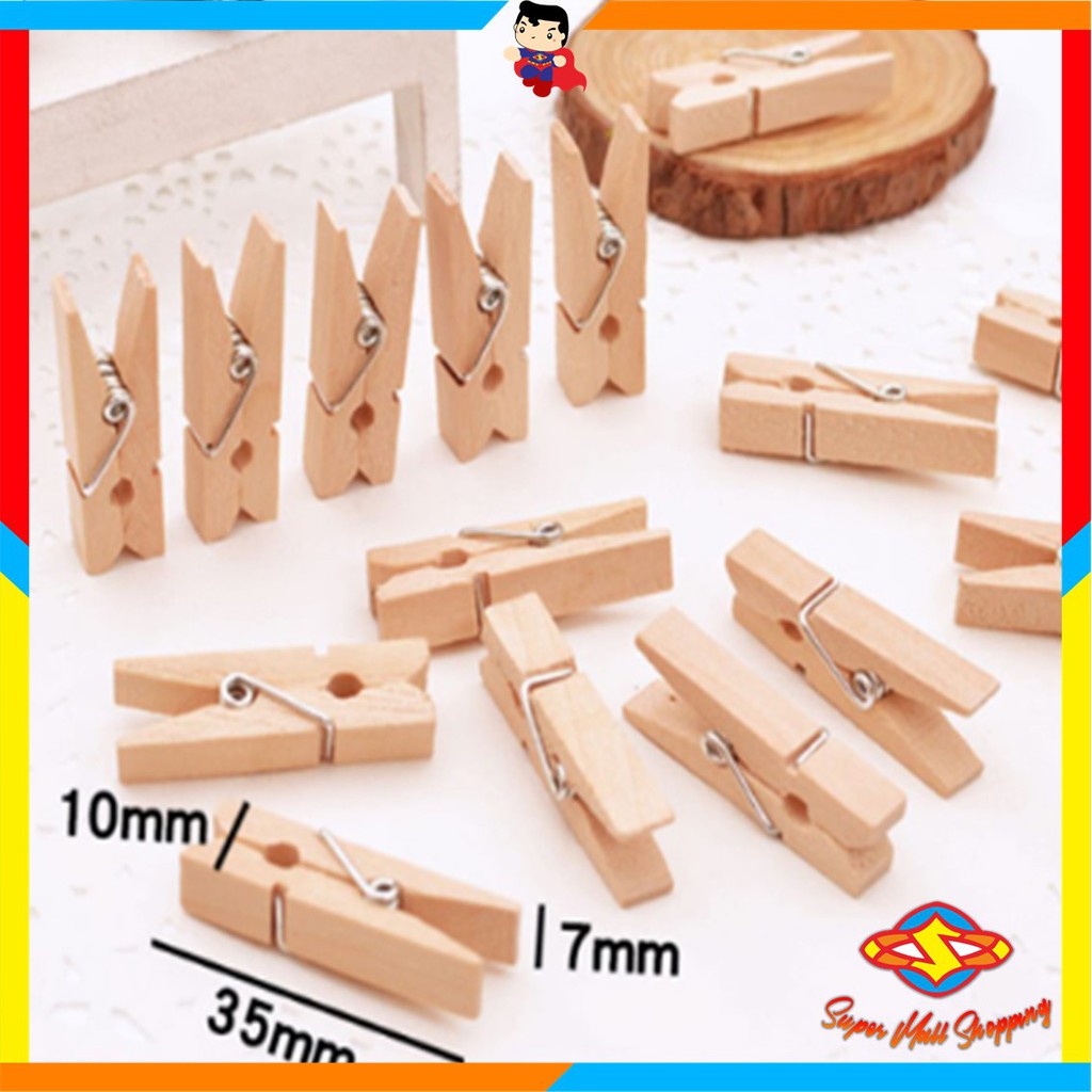 Jual SMS Penjepit Foto Wooden Clip 35mm Isi 50Pcs Jepit Foto Kayu Polos