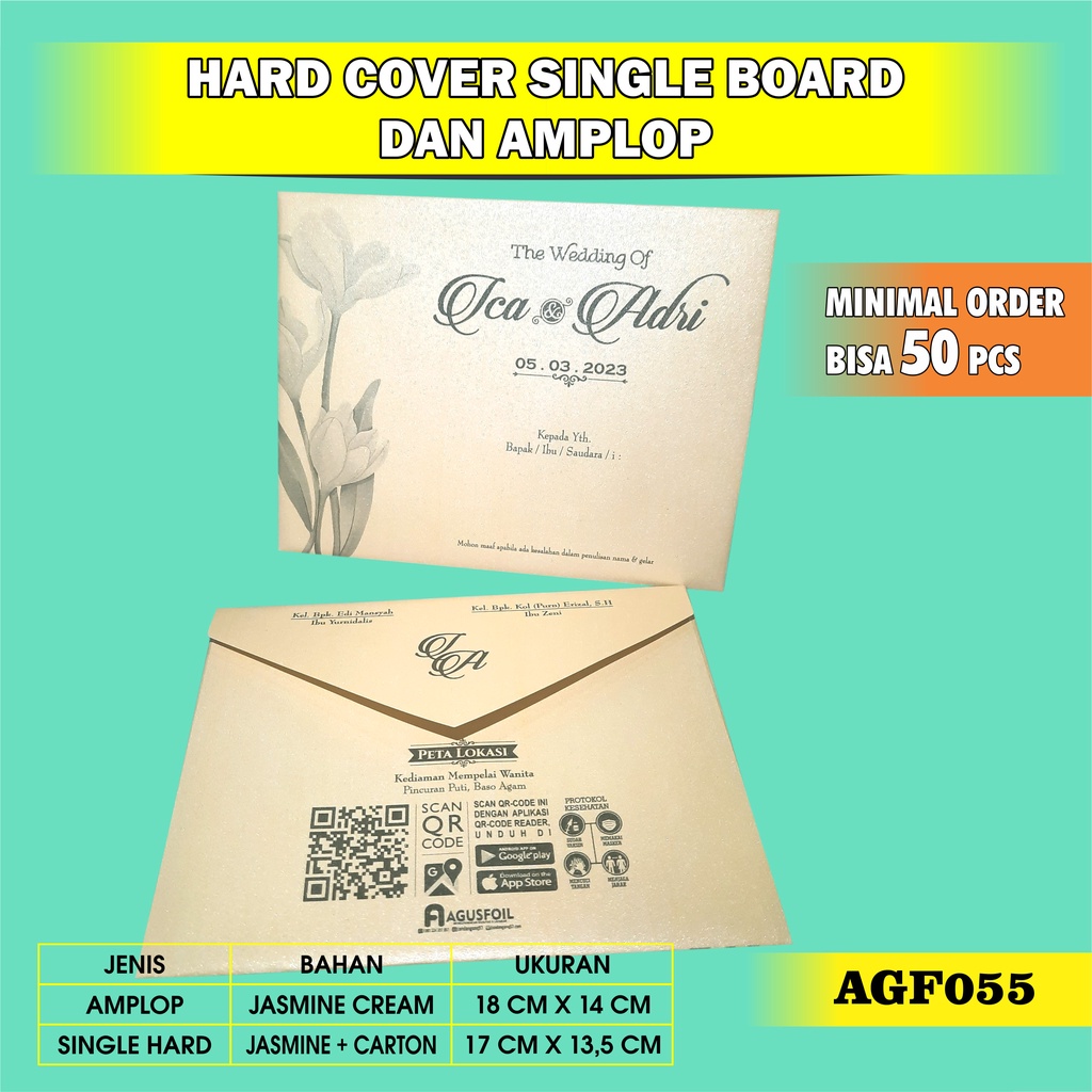 Jual Undangan Pernikahan Hard Cover Bahan Jasmine Gliter Elegan Mewah