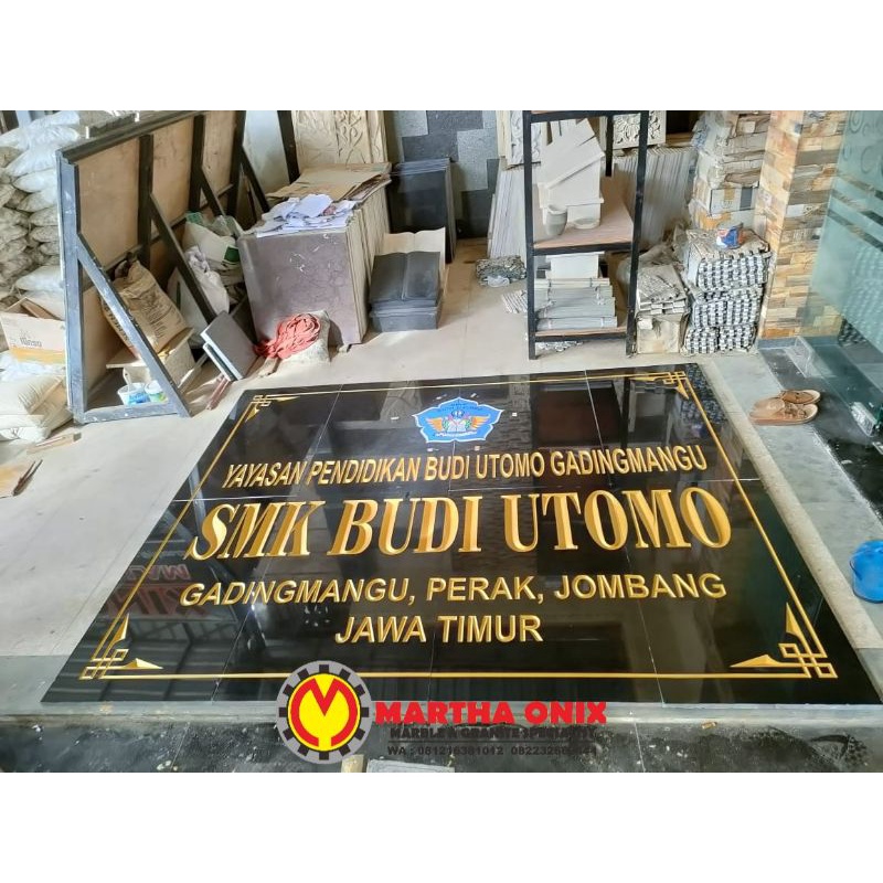 Jual Prasasti Papan Nama Name Board Bahan Batu Granite Hitam Tebal