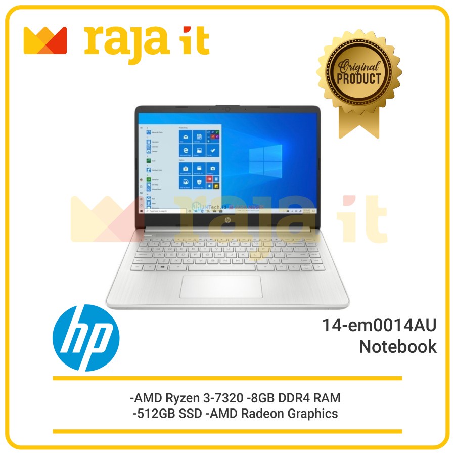 Jual HP Laptop 14 Em0014AU AMD Ryzen 3 7320 8GB 512GB Win11