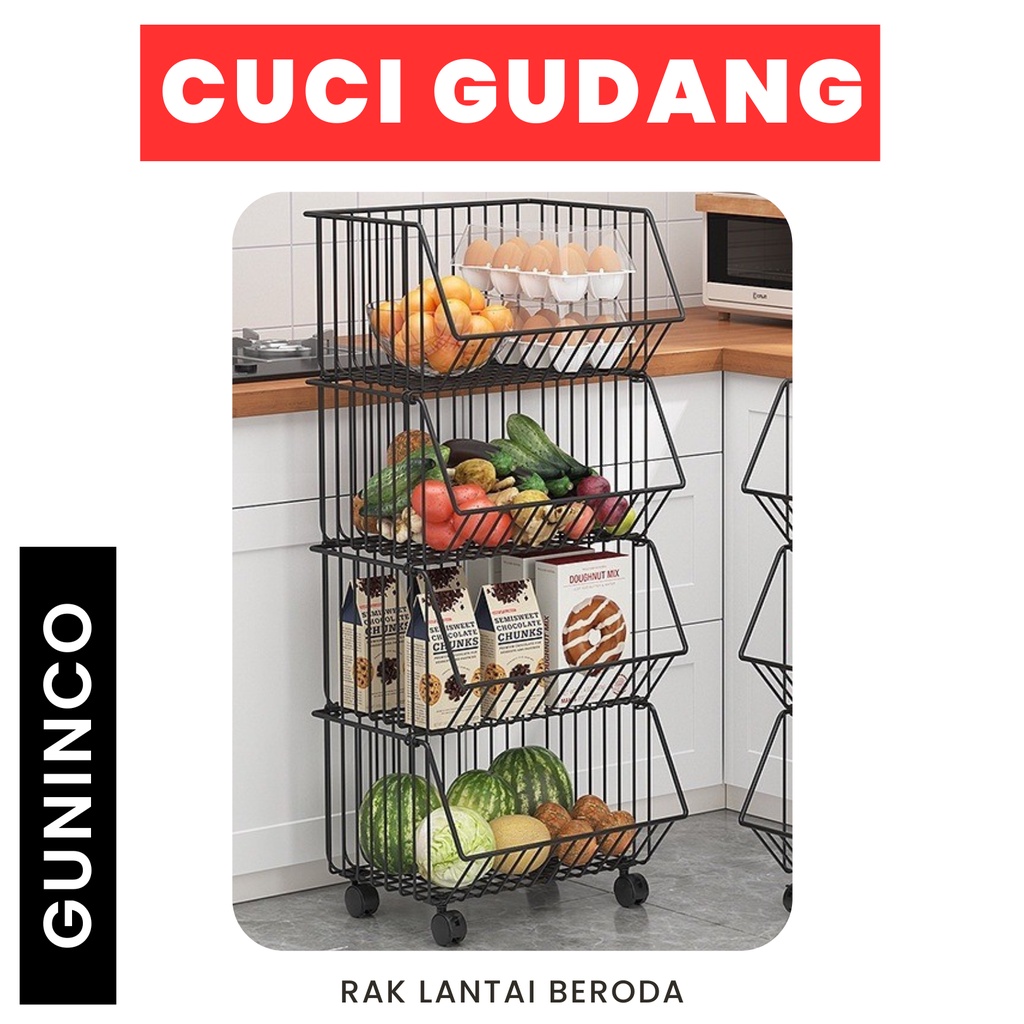 Jual Cuci Gudang Guninco Rak Lantai Dapur Beroda Susun Rak