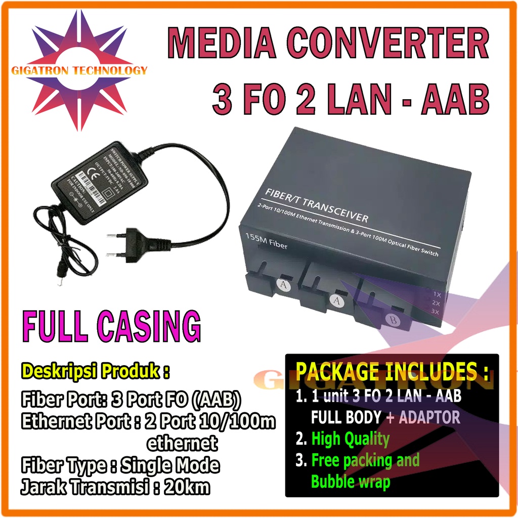 Jual Media Converter Fiber Optic Port Fo Port Lan Full Body