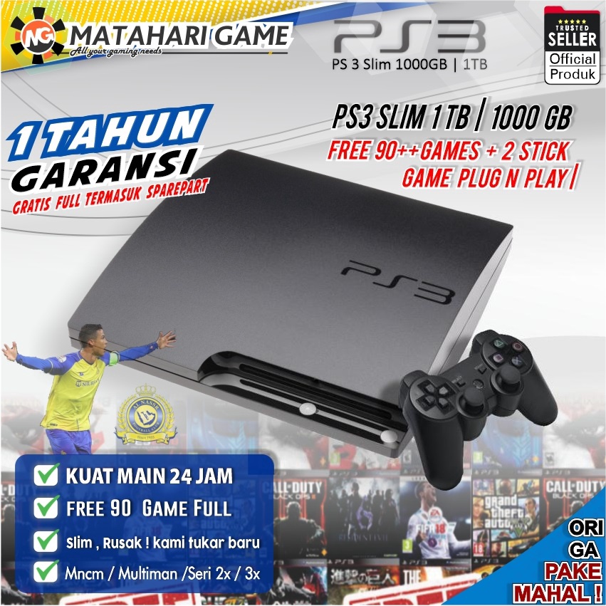 Jual PS3 Slim Sony Void CFW 500GB 1TB Garansi 1 Tahun Full Game