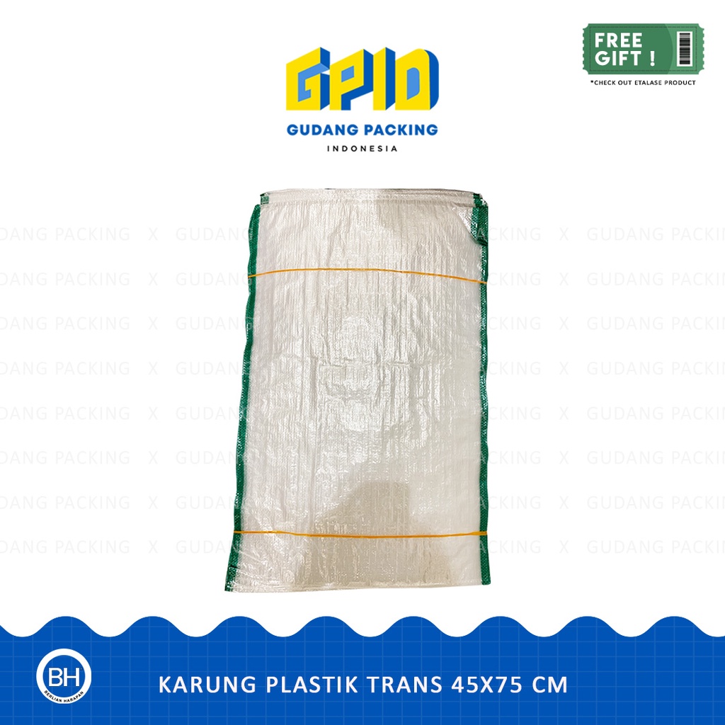 Jual Karung Plastik Transparan Ukuran Beras 25Kg 45x75 ISI 100 LBR