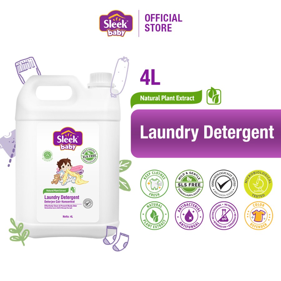 Jual Sleek Baby Laundry Detergent Cair 4 Liter Deterjen Baju Bayi 4L