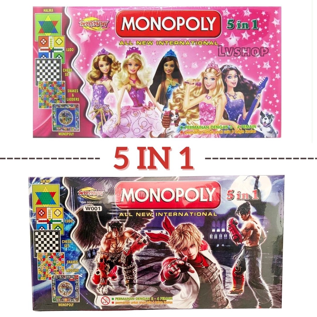 Jual Monopoly Internasional 5 In 1 Mainan Monopoli Catur Ular Tangga