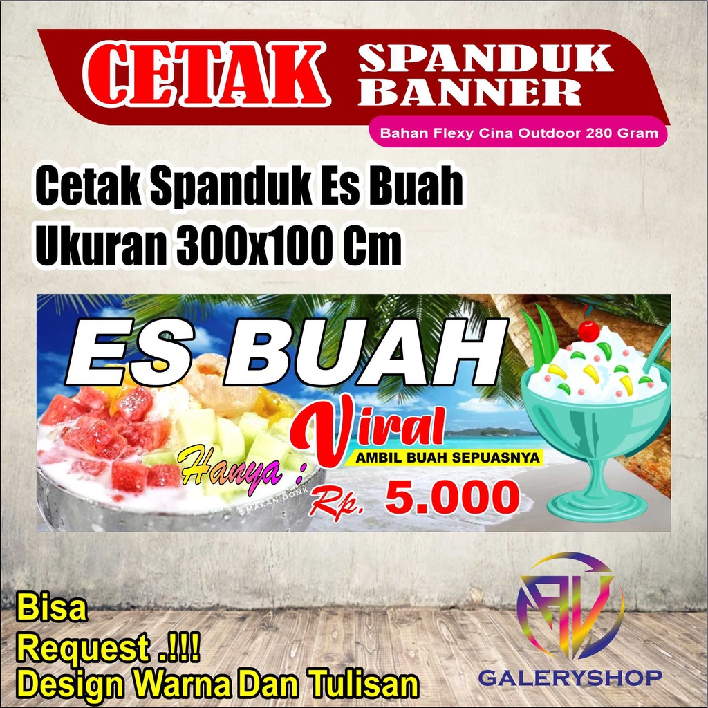 Jual Cetak Spanduk Banner Jualan Es Buah Sepuasnya Custom Dll X