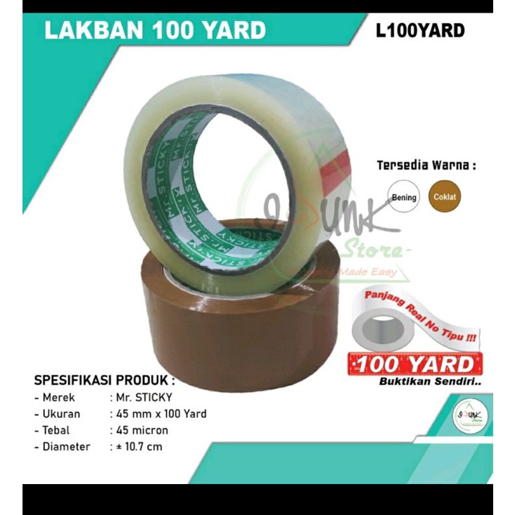 Jual LAKBAN Bening Coklat 45 MM X 100 Yard 2 Inch X 100 Yard