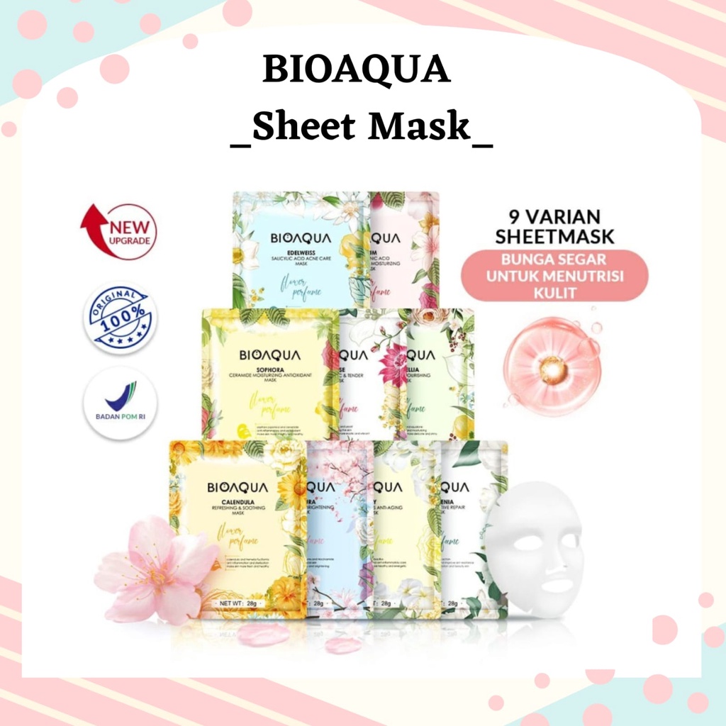 Jual Bioaqua Sheet Mask Flowers Series Sheet Mask 10X The Effect