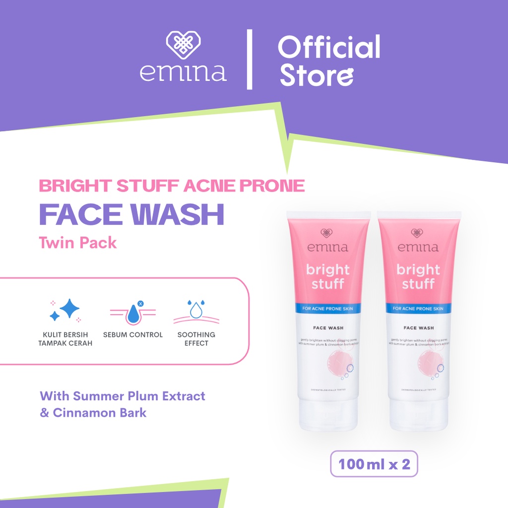 Jual Emina Bright Stuff Acne Prone Face Wash 100 ML Twin Pack Sabun