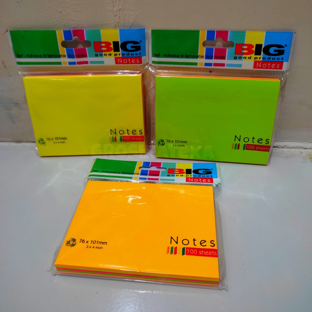 Jual PEMBATAS BUKU STICKY NOTES KERTAS MEMO POS IT 76X101 TUMPUK BIG