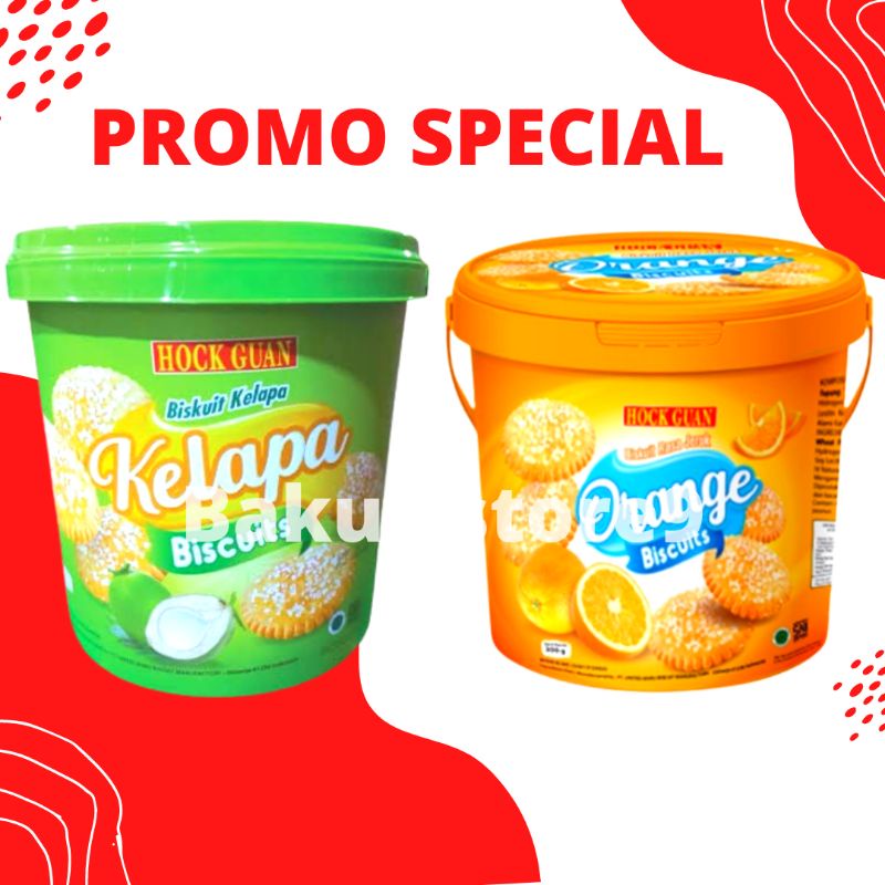 Jual PROMO HOCK GUAN BISKUIT RASA KELAPA ORANGE 300 KEMASAN KALENG