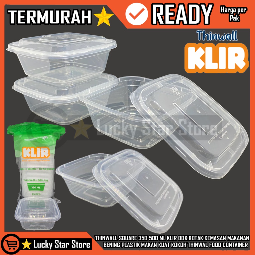 Jual THINWALL KOTAK 350ML 500ML KLIR THINWAL SQUARE DESSERT BOX FOOD