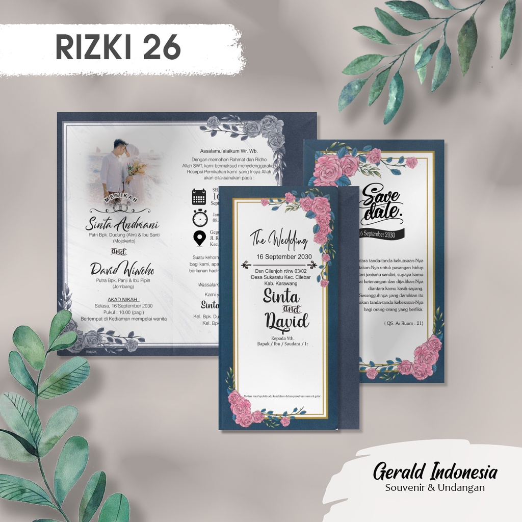 Jual UNDANGAN PERNIKAHAN MURAH UNIK ELEGAN GLAMOR UNDANGAN RIZKI 26