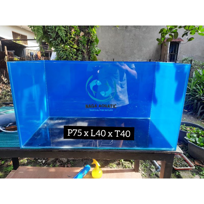 Jual Aquarium Kaca Ukuran P L T Full Background Biru Shopee