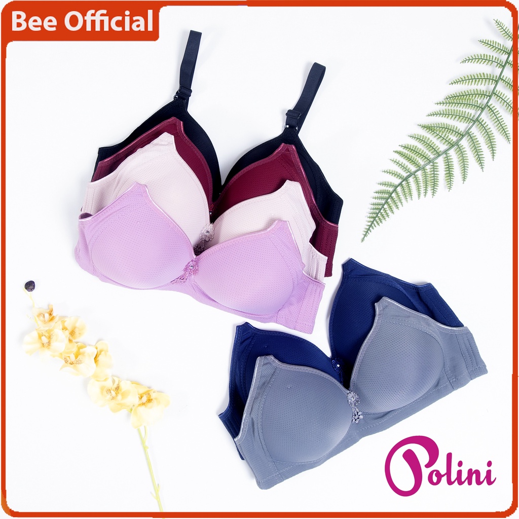 Jual BEE Bra POLINI Tanpa Kawat Busa Tipis Kait 3 Cup C Pakaian Dalam