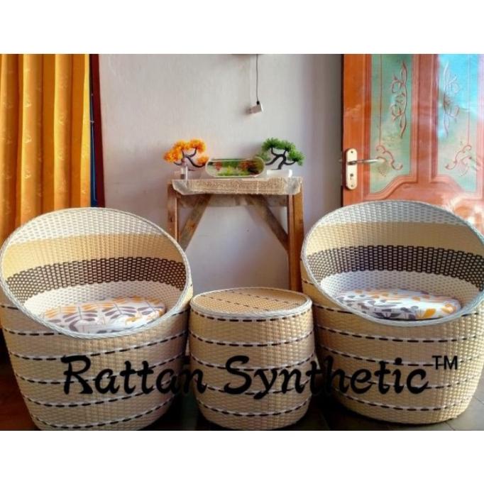 Jual Kursi Teras Minimalis Rotan Sintetis Model Gentong Biyanwiluna