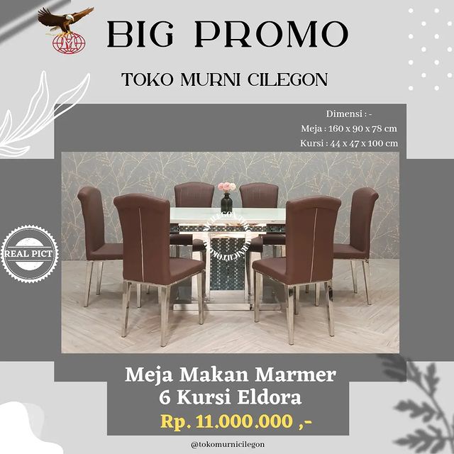 Jual Meja Makan Marmer Kursi Eldora Free Ongkir Cilegon Serang Kota