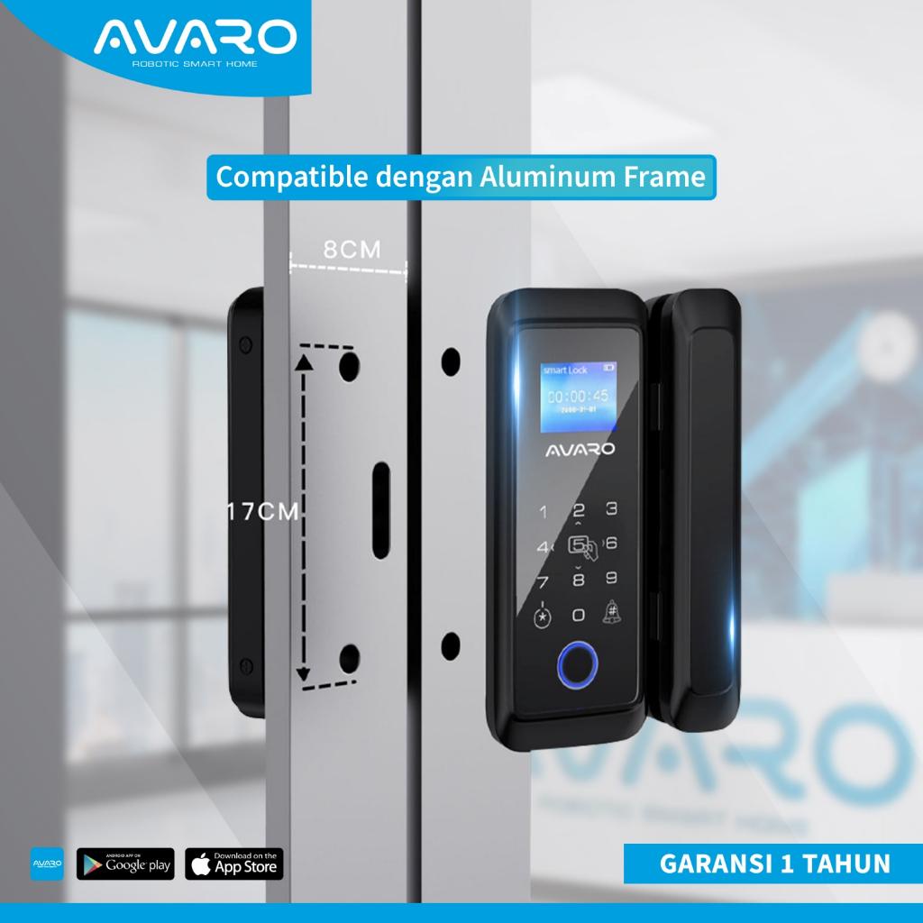 Jual AVARO SL03 Smart Door Lock Glass Door Pintu Kaca Frameless