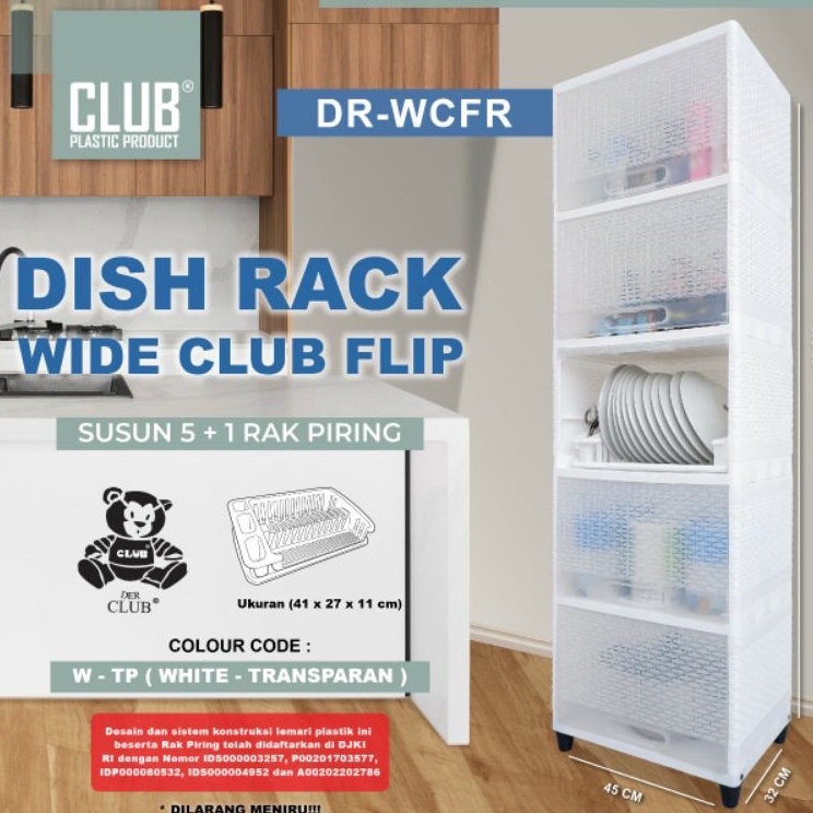 Jual ZcV DR1 WCFR Dish Rack Wide Club Flip Susun DR1 Lemari Piring