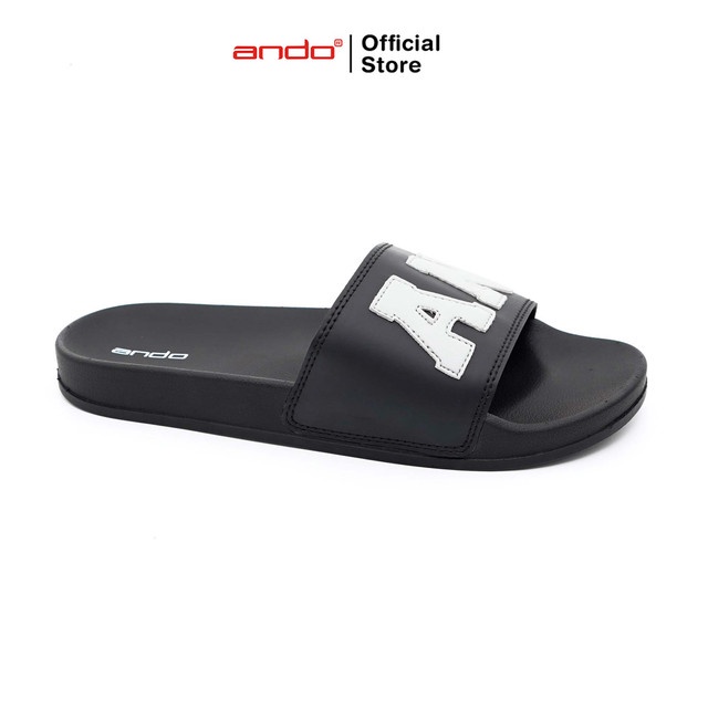 Jual Ando Official Sandal Selop Slip On College Pria Dewasa Hitam Abu