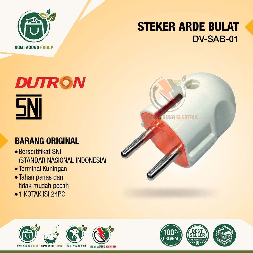 Jual Steker Arde Bulat DUTRON SNI Colokan Bulat TERMURAH DV SAB 01