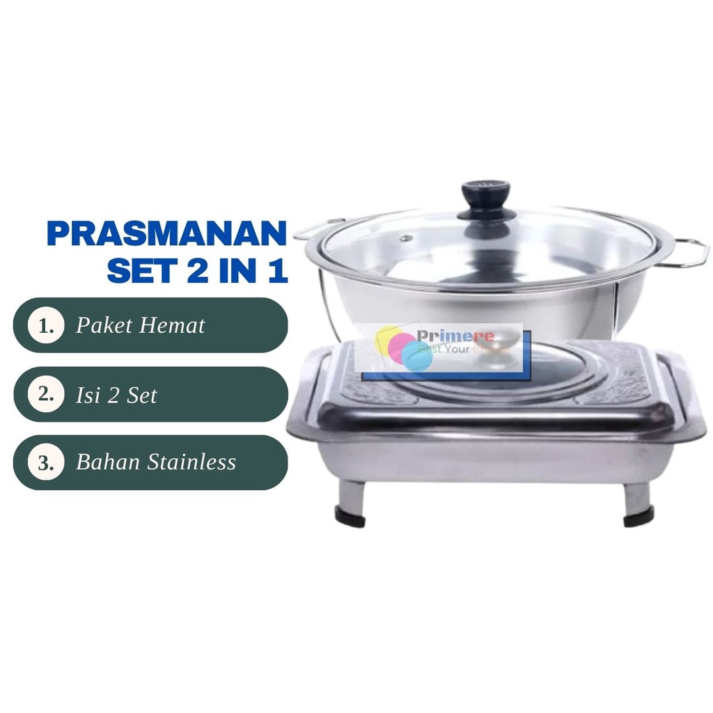 Jual 2in1 Prasmanan Wadah Saji Prasmanan Set Stainless Food Warmer