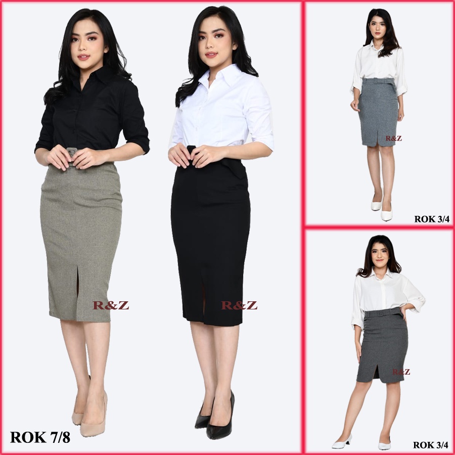 Jual Rok Kerja Kantor Pendek Hitam Polos Wanita Jumbo Span Sepan