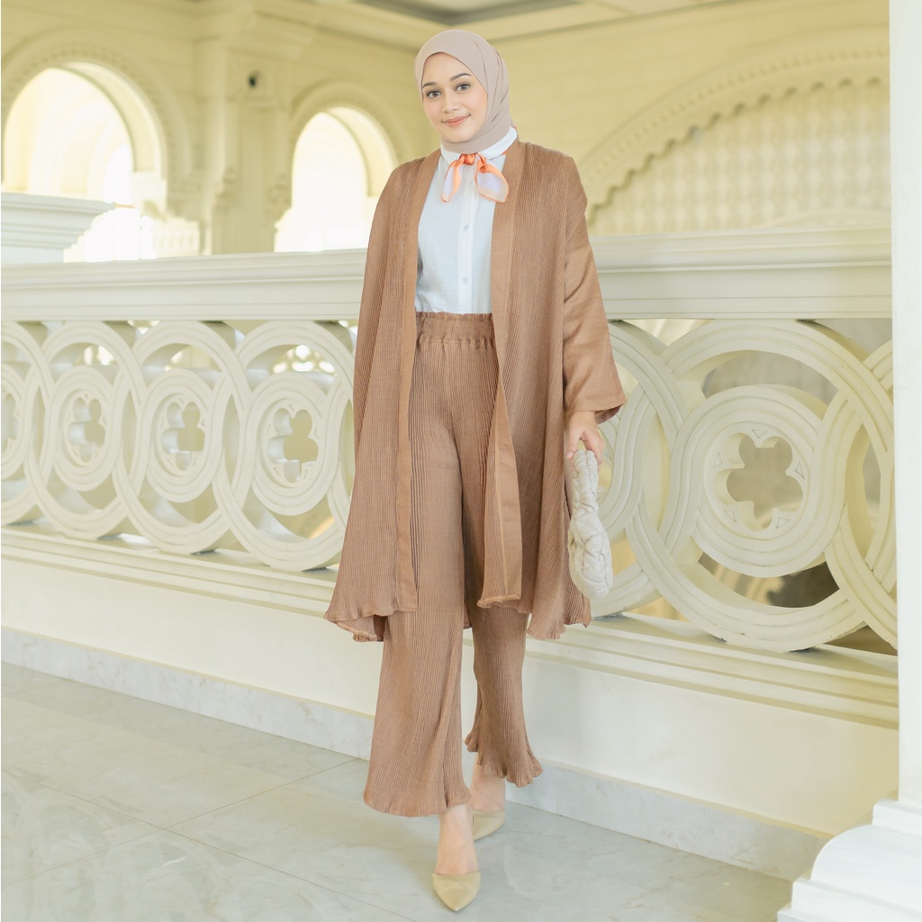 Jual Lozy Hijab Zakia Pleats Set One Set Outer Dan Celana Pleats